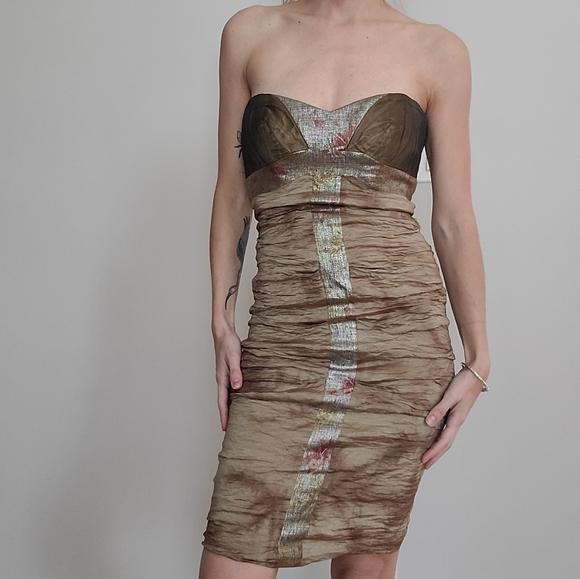 VINTAGE Metallic strapless mini dress - Picture 1 of 4